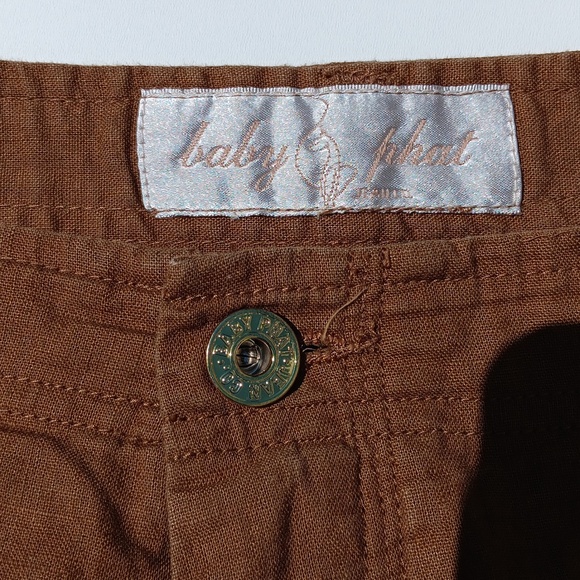 BABY PHAT Women's Brown Linen / Cotton Blend Cargo Shorts - 13 - Picture 6 of 7